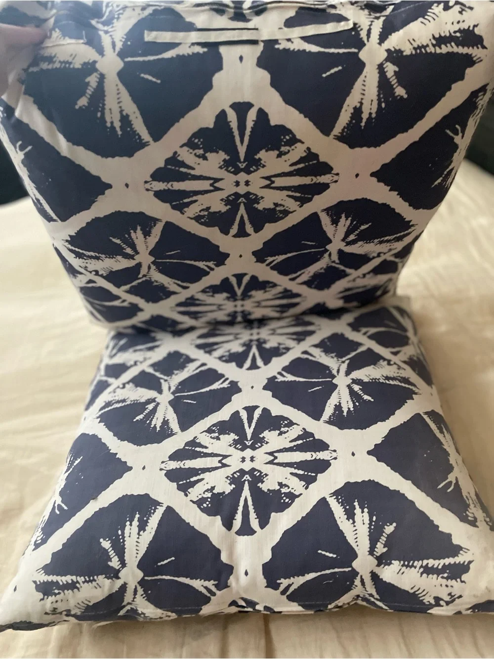 Pair of Decorative Boho Pillows - Indigo & White Shibori Tie-Dye Style NWOT